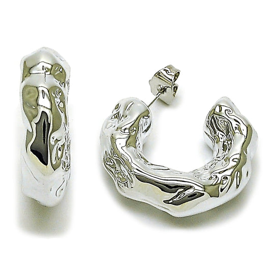 Rhodium Gold Filled Medium Hoop, Polished, Rhodium Finish