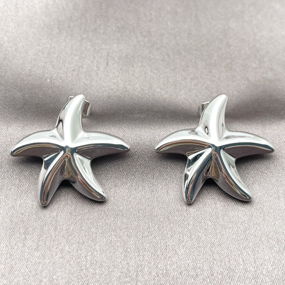 Rhodium Gold Filled Stud Earring, Star Design, Polished, Rhodium Finish