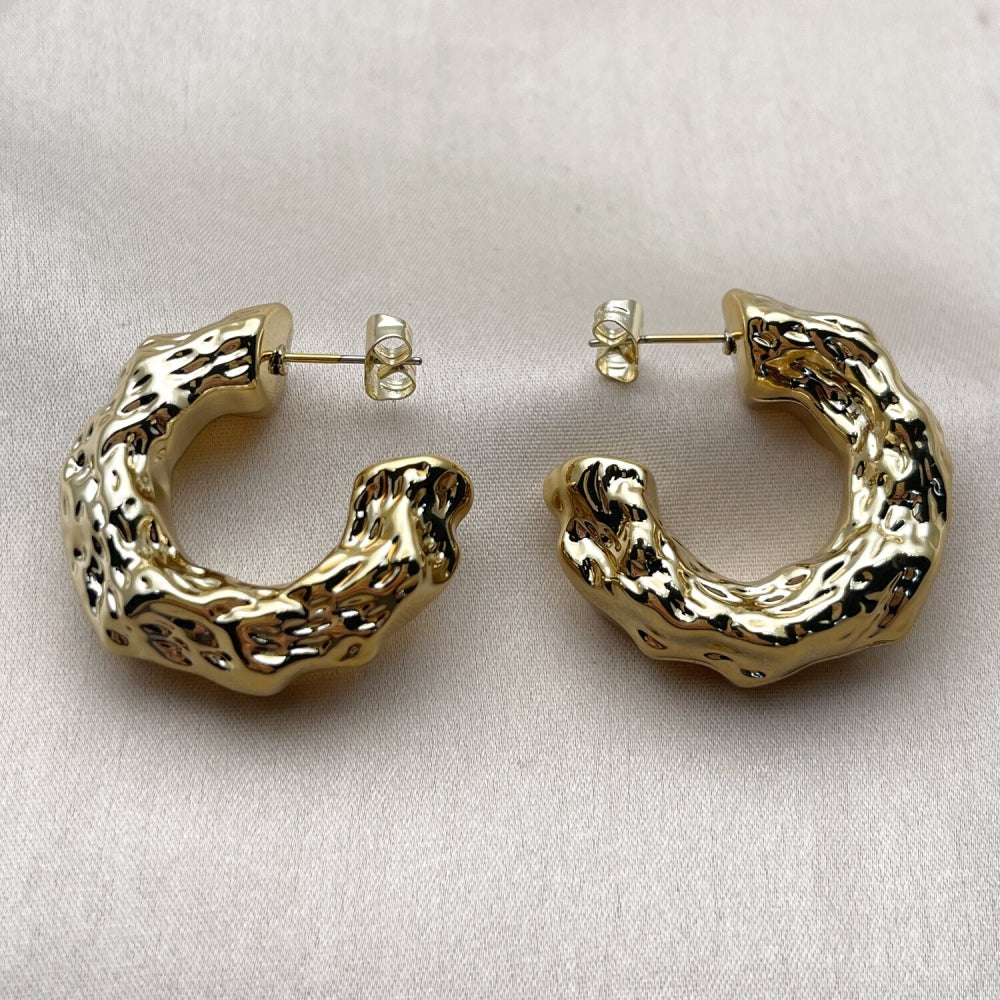 Stainless Steel Medium Hoop, Polished, Golden Finish