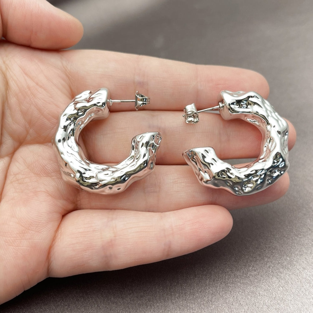 Rhodium Gold Filled Medium Hoop, Polished, Rhodium Finish