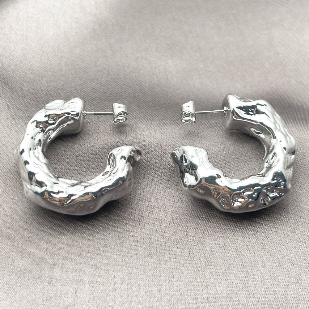 Rhodium Gold Filled Medium Hoop, Polished, Rhodium Finish