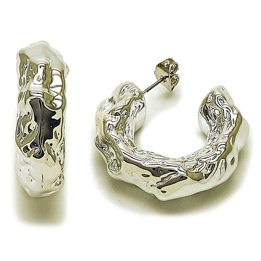 Rhodium Gold Filled Medium Hoop, Polished, Rhodium Finish