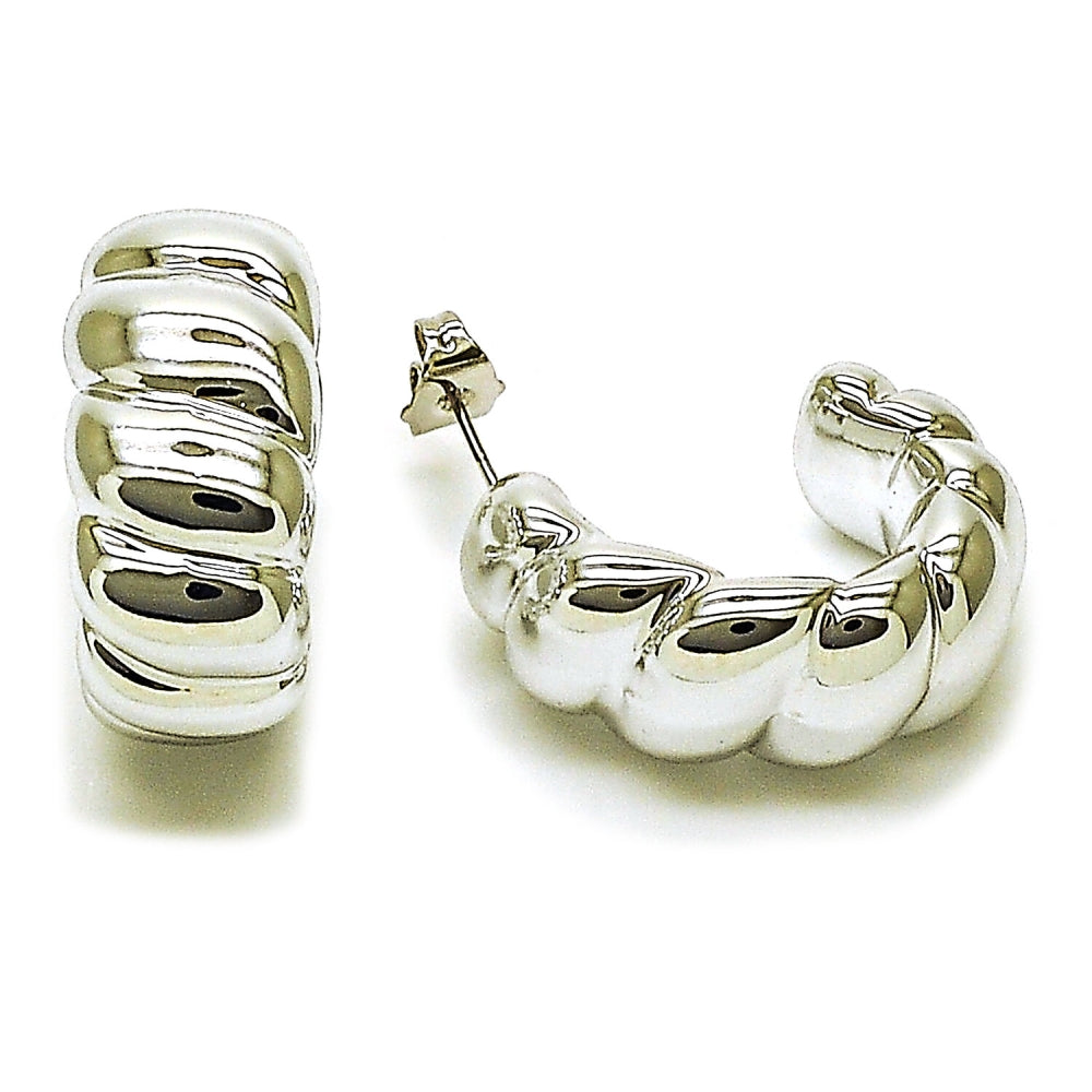 Rhodium Gold Filled Stud Earring, Twist Design, Polished, Rhodium Finish