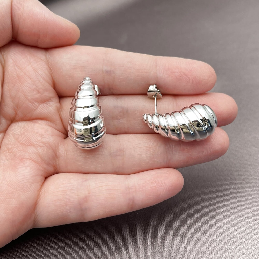Rhodium Gold Filled Stud Earring, Teardrop Design, Polished, Rhodium Finish