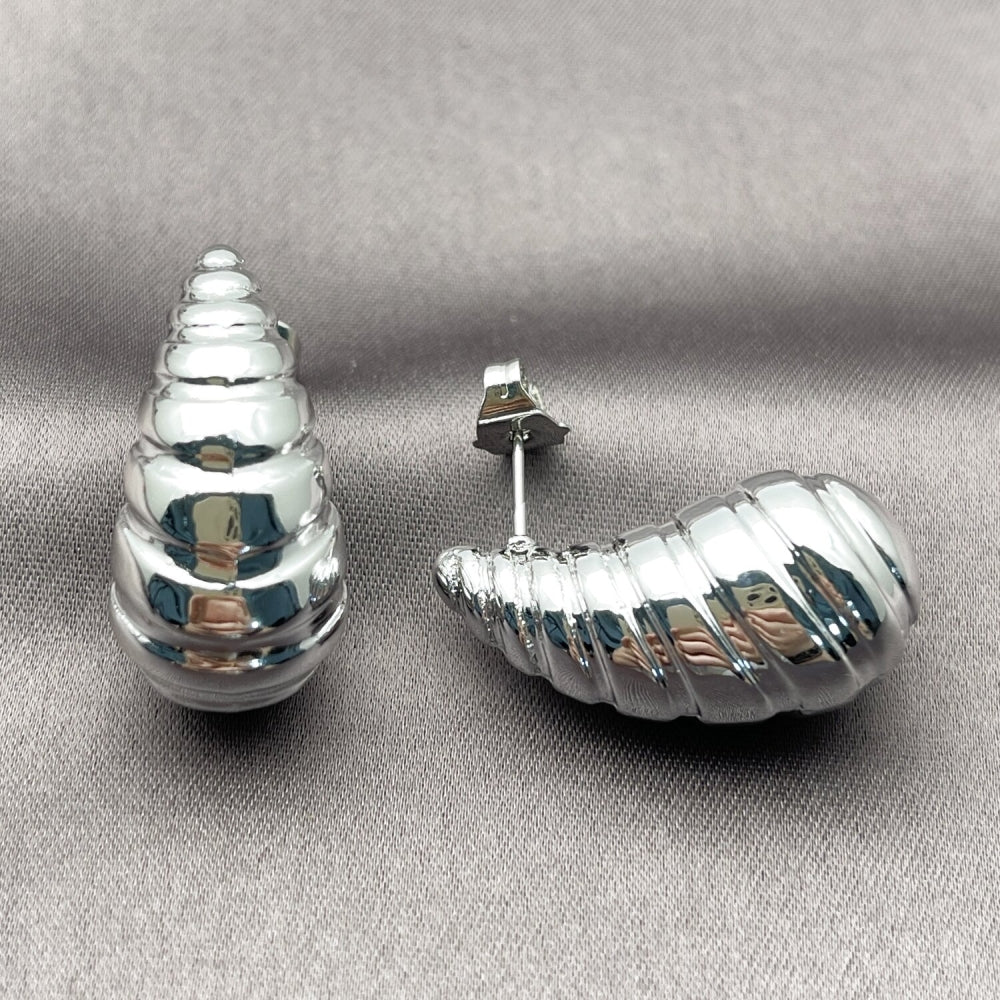 Rhodium Gold Filled Stud Earring, Teardrop Design, Polished, Rhodium Finish