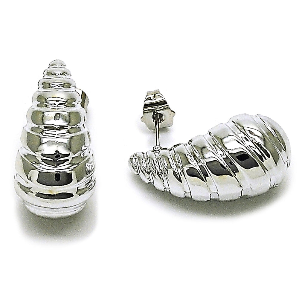 Rhodium Gold Filled Stud Earring, Teardrop Design, Polished, Rhodium Finish