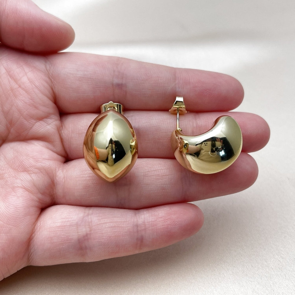 Stainless Steel Stud Earring, Polished, Golden Finish