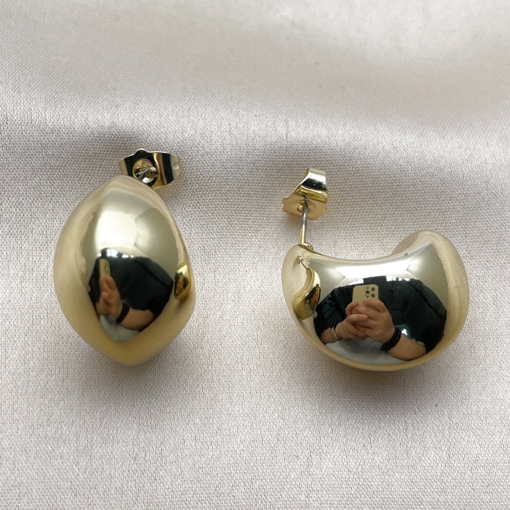 Stainless Steel Stud Earring, Polished, Golden Finish