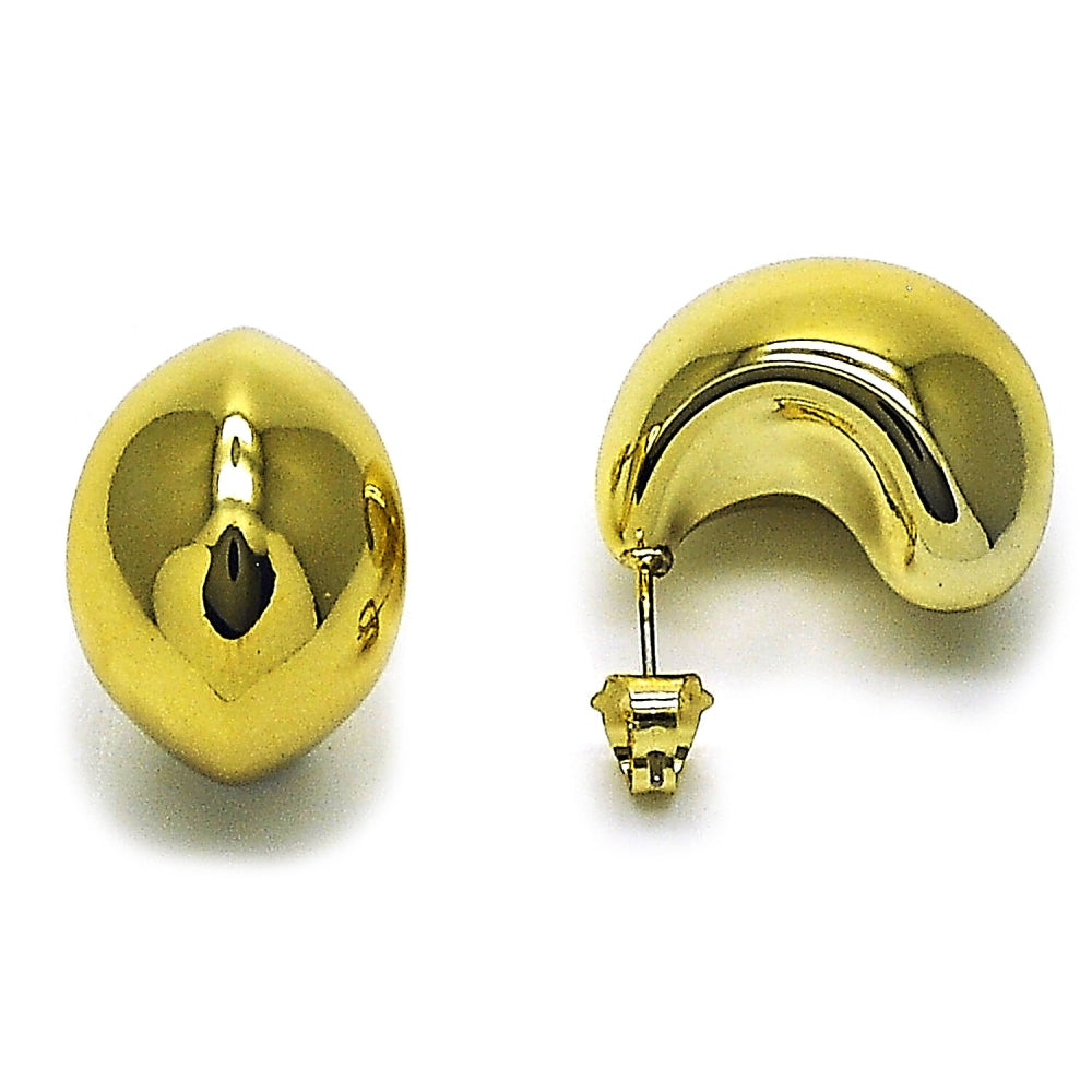 Stainless Steel Stud Earring, Polished, Golden Finish