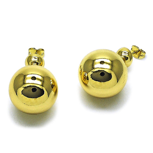 Oro Laminado Dangle Earring, Gold Filled Style Ball and Hollow Design, Polished, Golden Finish