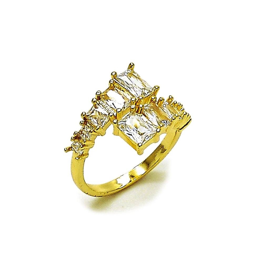 Rhodium Gold Filled Multi Stone Ring, with White Cubic Zirconia, Polished, Rhodium Finish