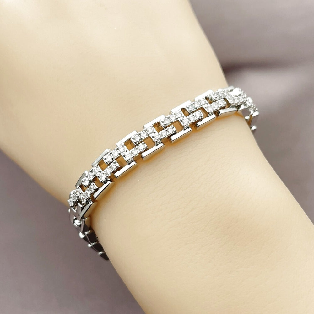 Rhodium Gold Filled Tennis Bracelet, with White Cubic Zirconia, Polished, Rhodium Finish