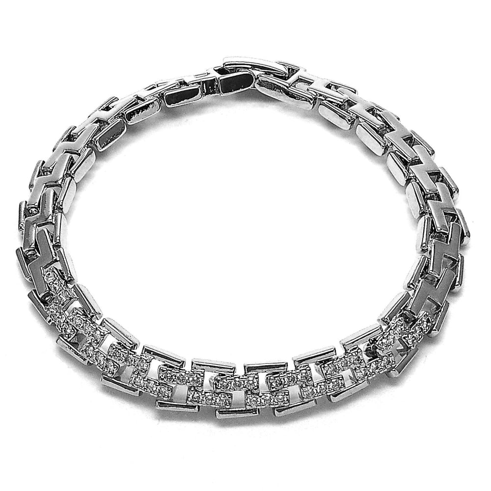 Rhodium Gold Filled Tennis Bracelet, with White Cubic Zirconia, Polished, Rhodium Finish