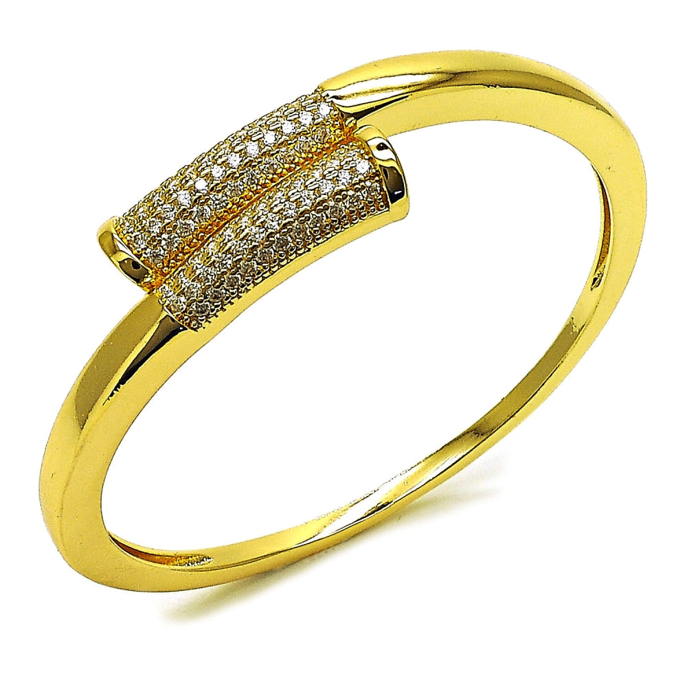 Oro Laminado Individual Bangle, Gold Filled Style with White Cubic Zirconia, Polished, Golden Finish