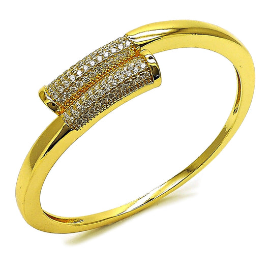 Oro Laminado Individual Bangle, Gold Filled Style with White Cubic Zirconia, Polished, Golden Finish