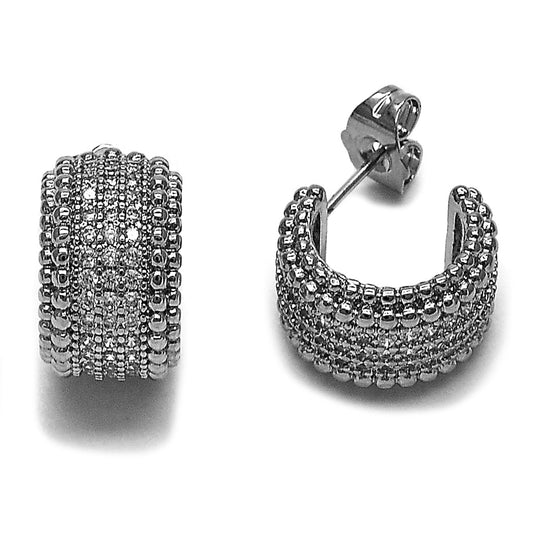Rhodium Gold Filled Small Hoop, with White Micro Pave, Polished, Rhodium Finish