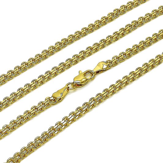 Oro Laminado Basic Necklace, Gold Filled Style Bismark Design, Polished, Golden Finish