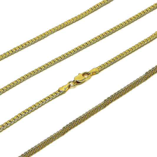 Oro Laminado Basic Necklace, Gold Filled Style Diamond Cutting Finish, Golden Finish
