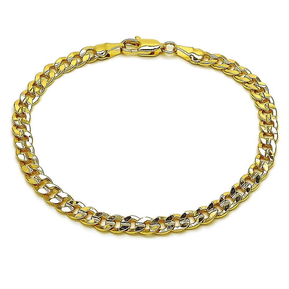 Oro Laminado Basic Bracelet, Gold Filled Style Concave Cuban Design, Polished, Golden Finish