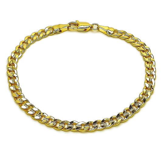 Oro Laminado Basic Bracelet, Gold Filled Style Concave Cuban Design, Polished, Golden Finish