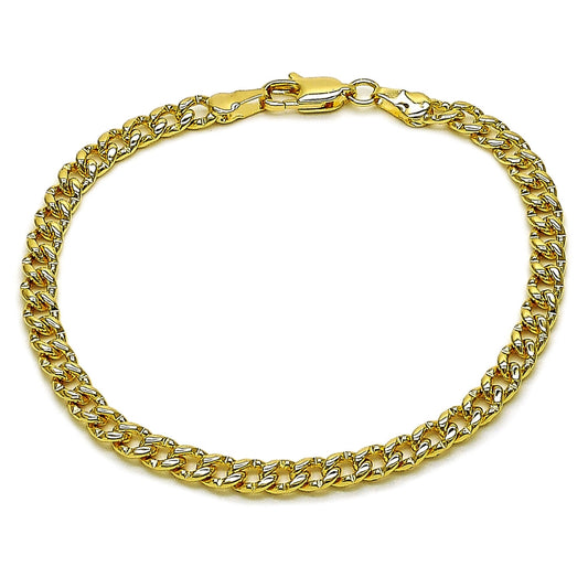 Oro Laminado Basic Bracelet, Gold Filled Style Miami Cuban Design, Polished, Golden Finish