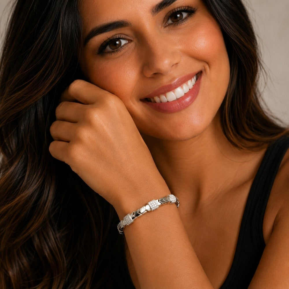 Rhodium Gold Filled Tennis Bracelet, with White Micro Pave, Polished, Rhodium Finish