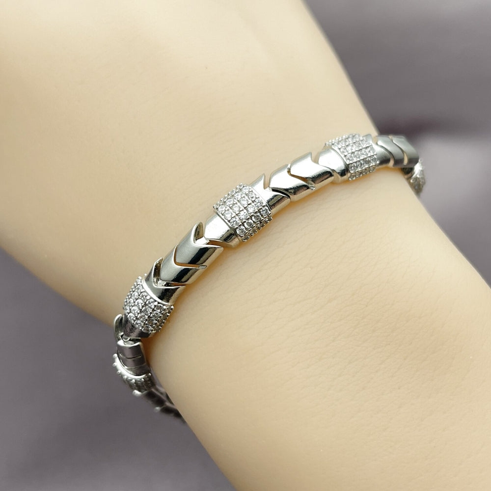 Rhodium Gold Filled Tennis Bracelet, with White Micro Pave, Polished, Rhodium Finish