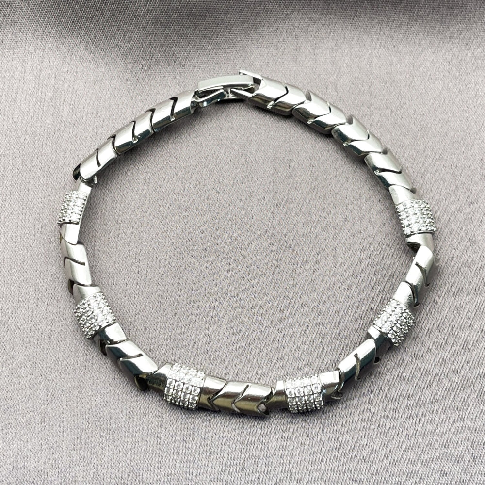 Rhodium Gold Filled Tennis Bracelet, with White Micro Pave, Polished, Rhodium Finish